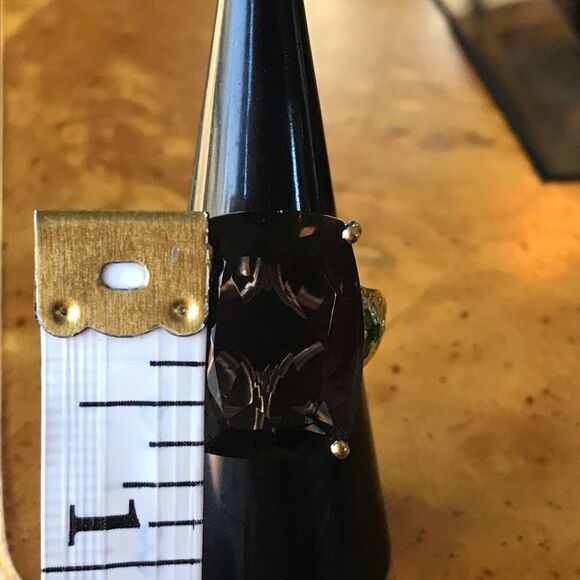 Genuine Smoky Quartz Chrome Diopside Sterling Silver Ring Size 7 - Picture 4 of 8